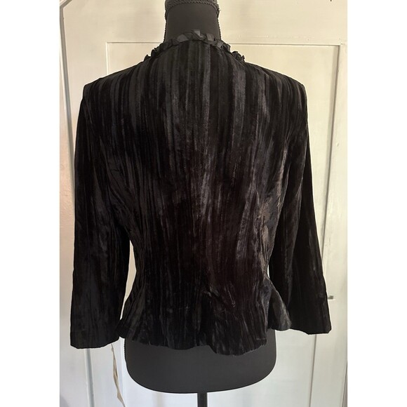 VTG Clues Collection Black Velvet Edwardian Victorian Ruffle Cropped Jacket Sz 6 - Picture 6 of 12